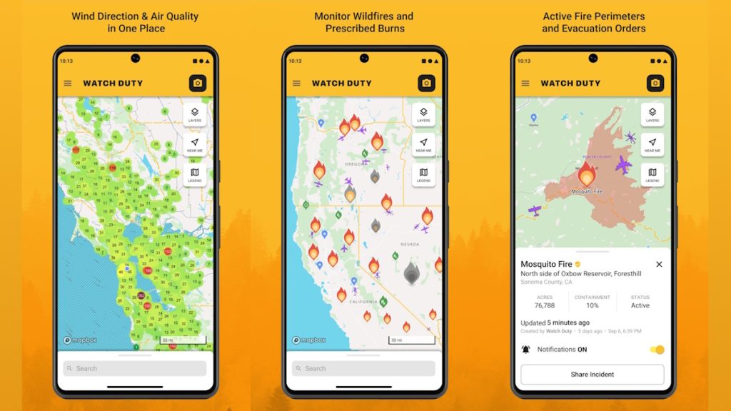 Watch Duty is a free app for real-time updates on wildfires