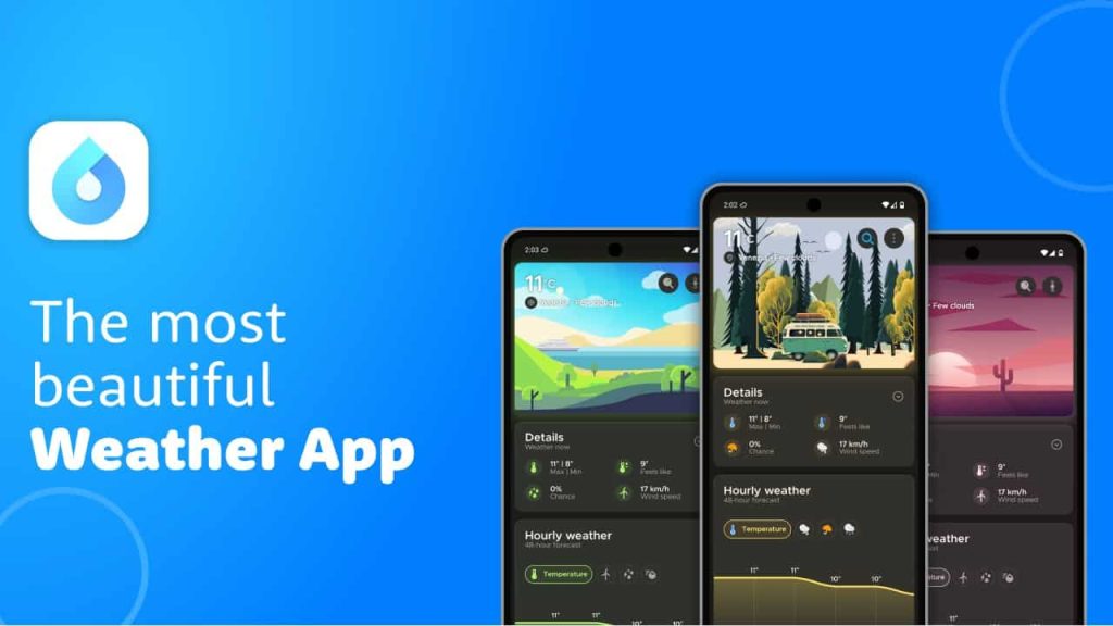 Weather widget App Overdrop keeping live weather clear with a superb UI and accurate forecasts